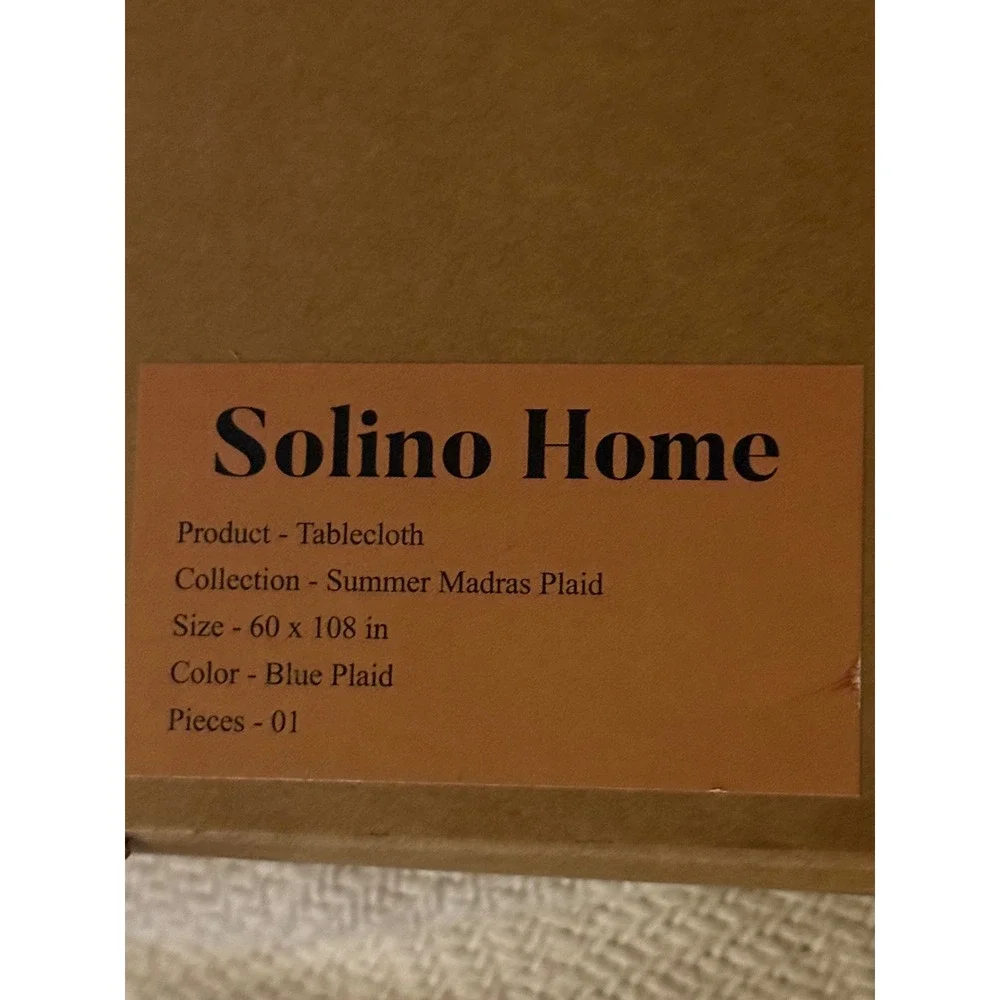 Solino Home Summer Madras Plaid 100% Pure Linen Tablecloth Blue 60 x 108 Rect